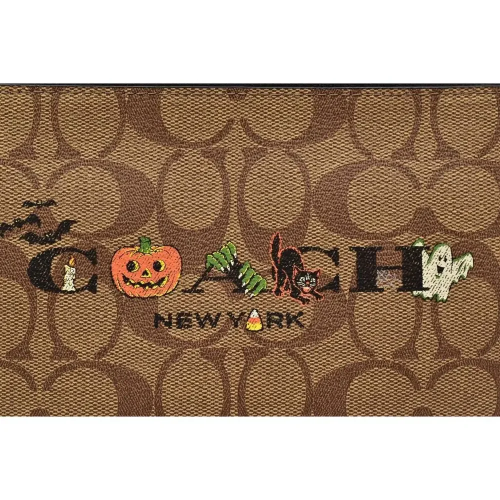 Coach HALLOWEEN Wristlet Bag Cards ID XL Phone Case Witch Bats Cat Pumpkin NEW